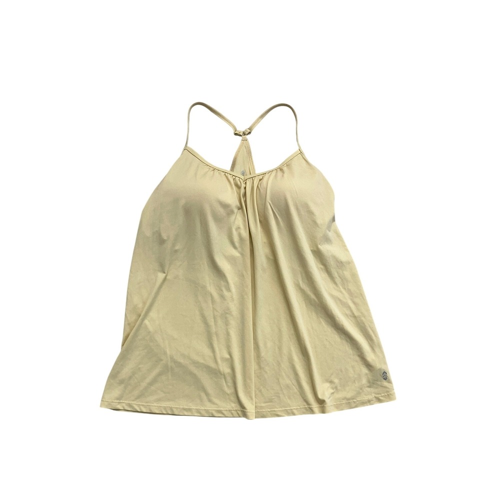 Free Country Tankini Swim Top Pale Yellow Racerback Shelf Bra Medium